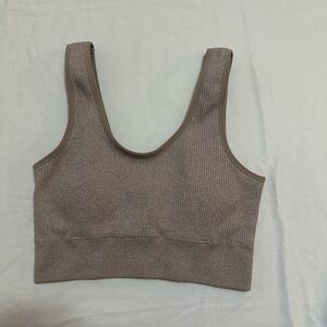 Aerie Ribbed Sports Bra - Taupe